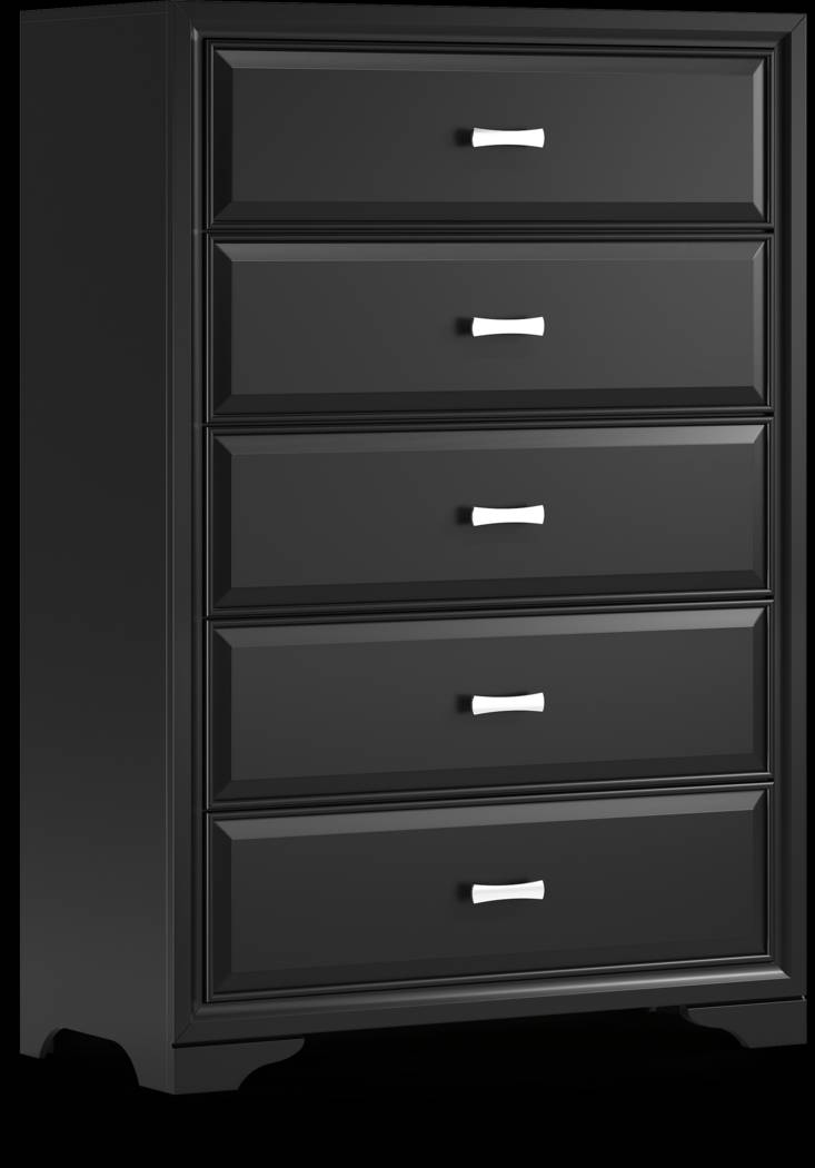 Belcourt Black 5 Pc Bedroom With Genoa Ivory King Upholstered Bed - Thumbnail - Image 6