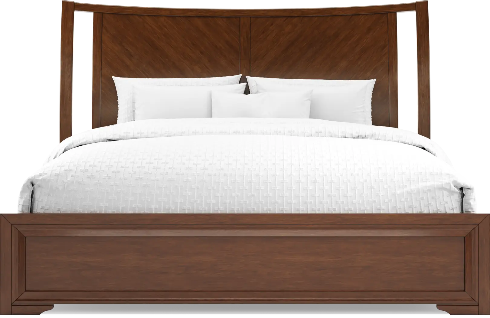 Belcourt Brown Cherry Finish 3 Pc King Curved Sleigh Panel Bed - Thumbnail - Image 2