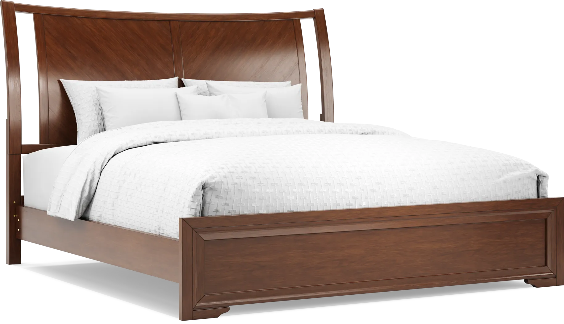 Belcourt Brown Cherry Finish 3 Pc King Curved Sleigh Panel Bed - Thumbnail - Image 1