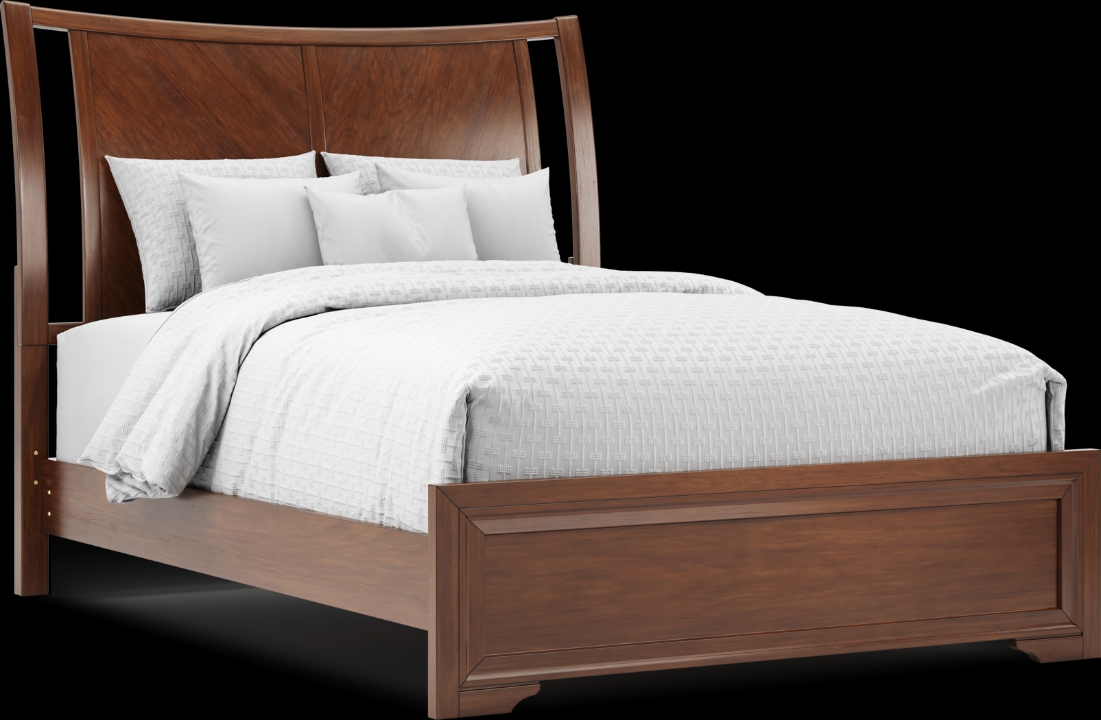 Belcourt Brown Cherry Finish 5 Pc King Curved Sleigh Bedroom - Thumbnail - Image 2