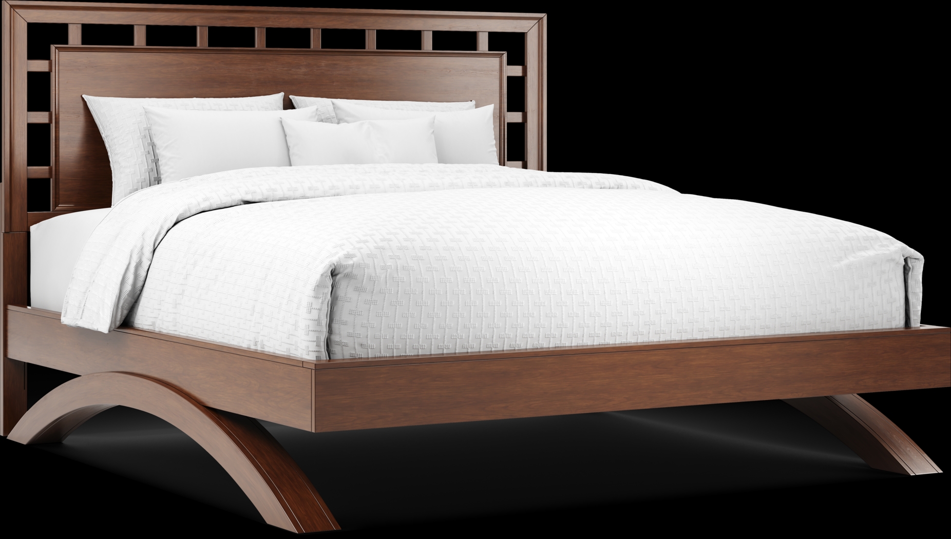 Belcourt Brown Cherry Finish 3 Pc King Lattice Arch Bed - Thumbnail - Image 1