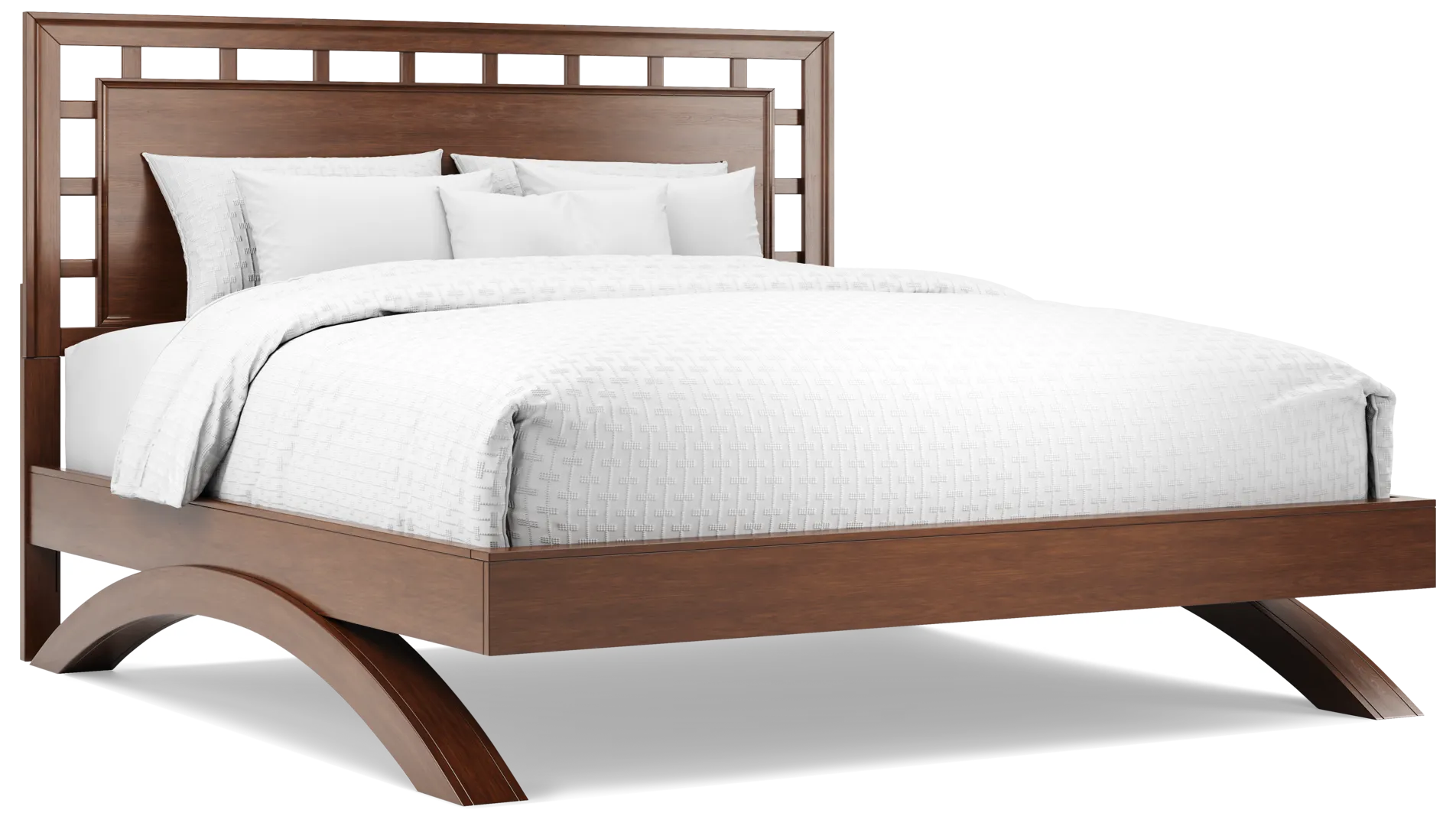 brown cherry 3 pc king lattice arch bed