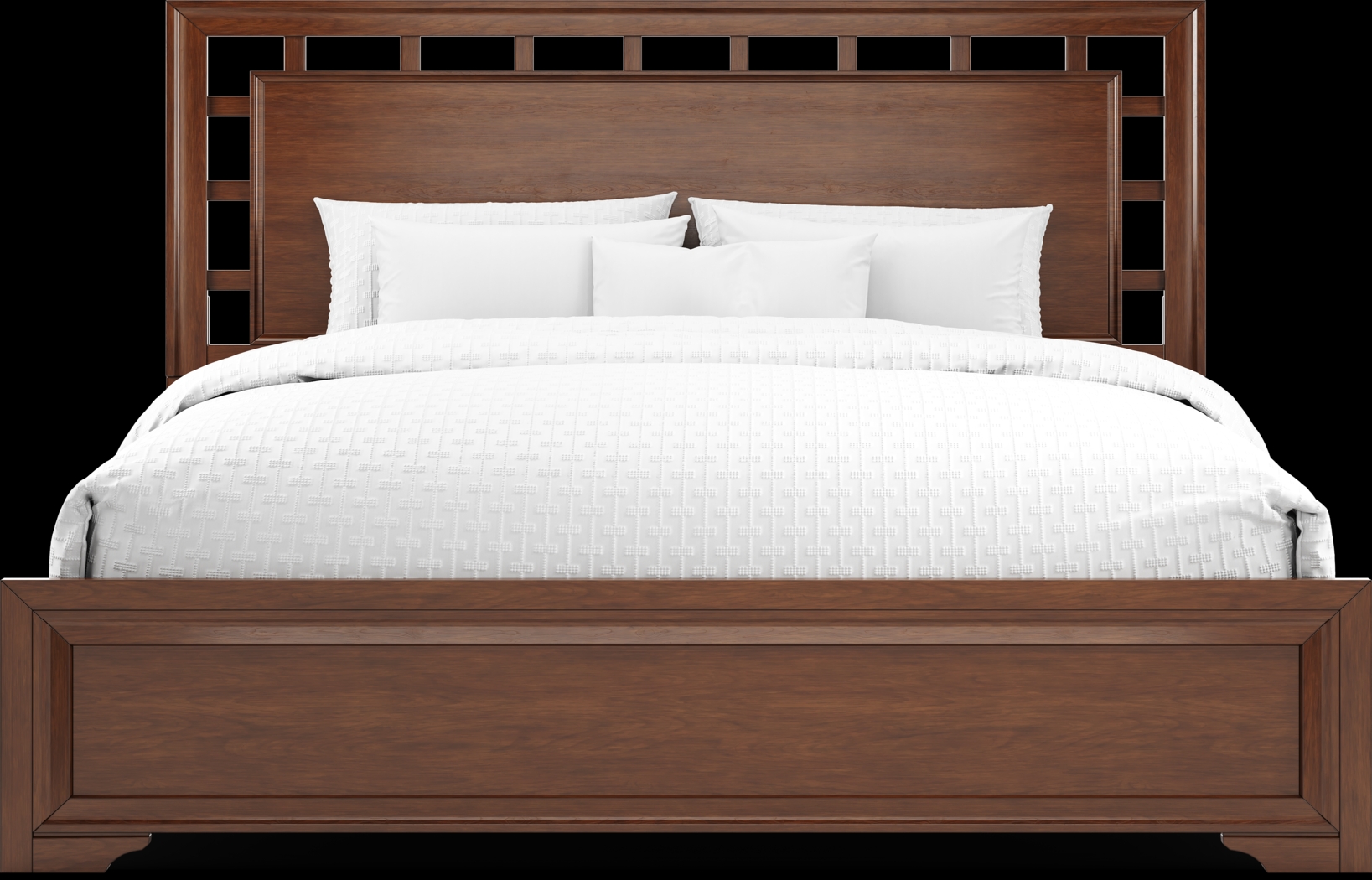 Belcourt Brown Cherry Finish 3 Pc King Lattice Bed - Thumbnail - Image 3