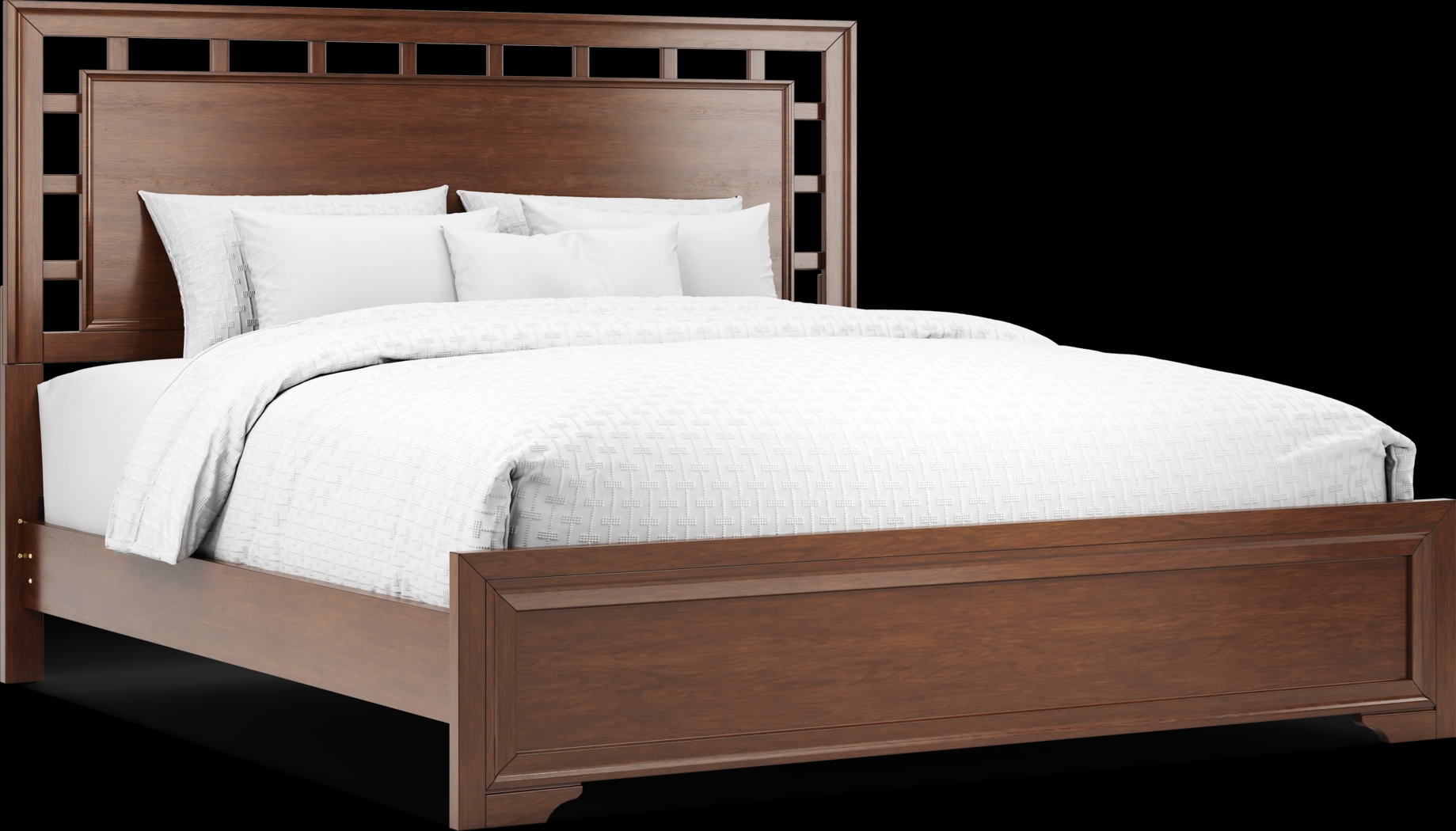 Belcourt Brown Cherry Finish 3 Pc King Lattice Bed - Thumbnail - Image 1