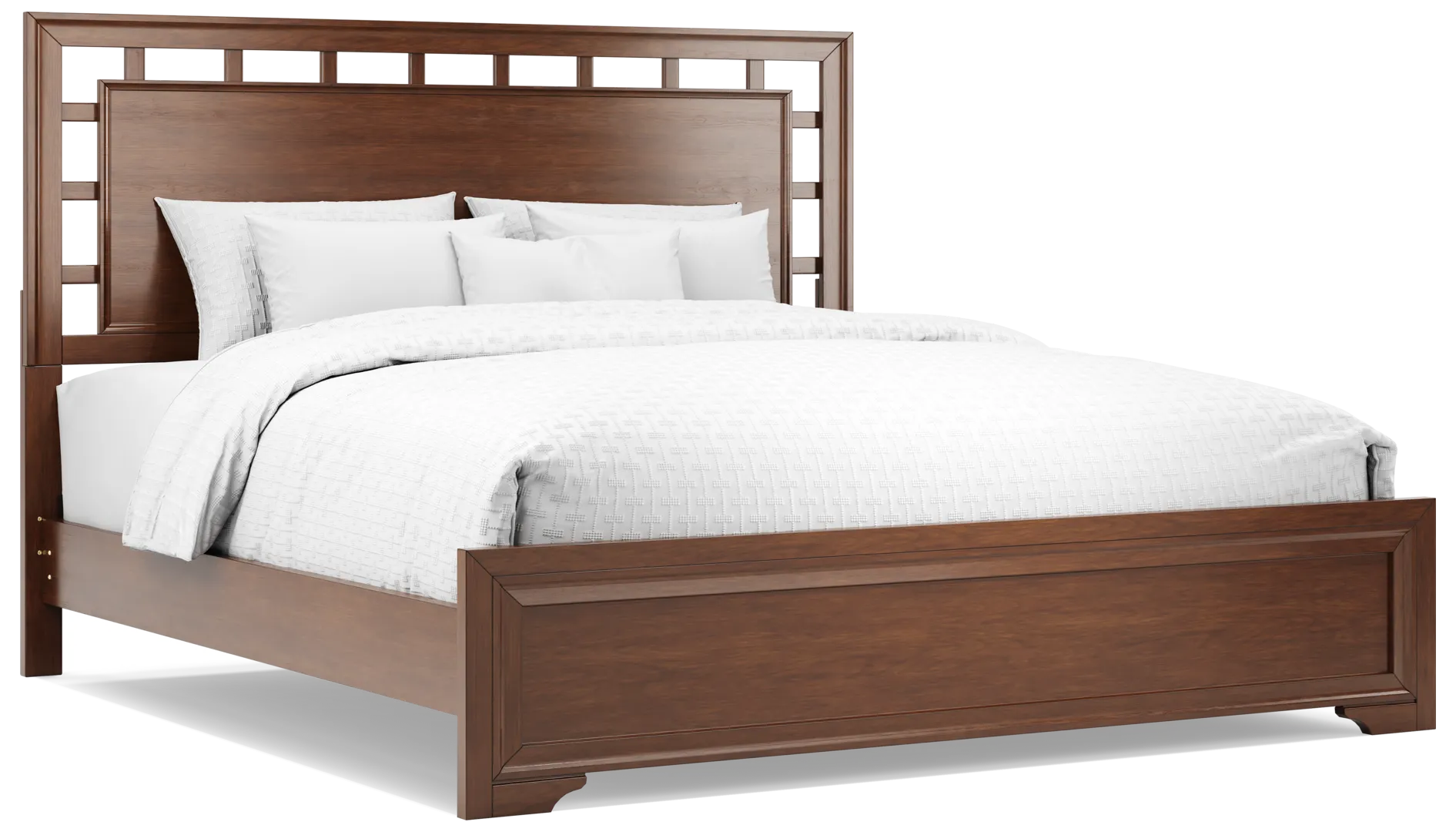 brown cherry 3 pc king lattice bed