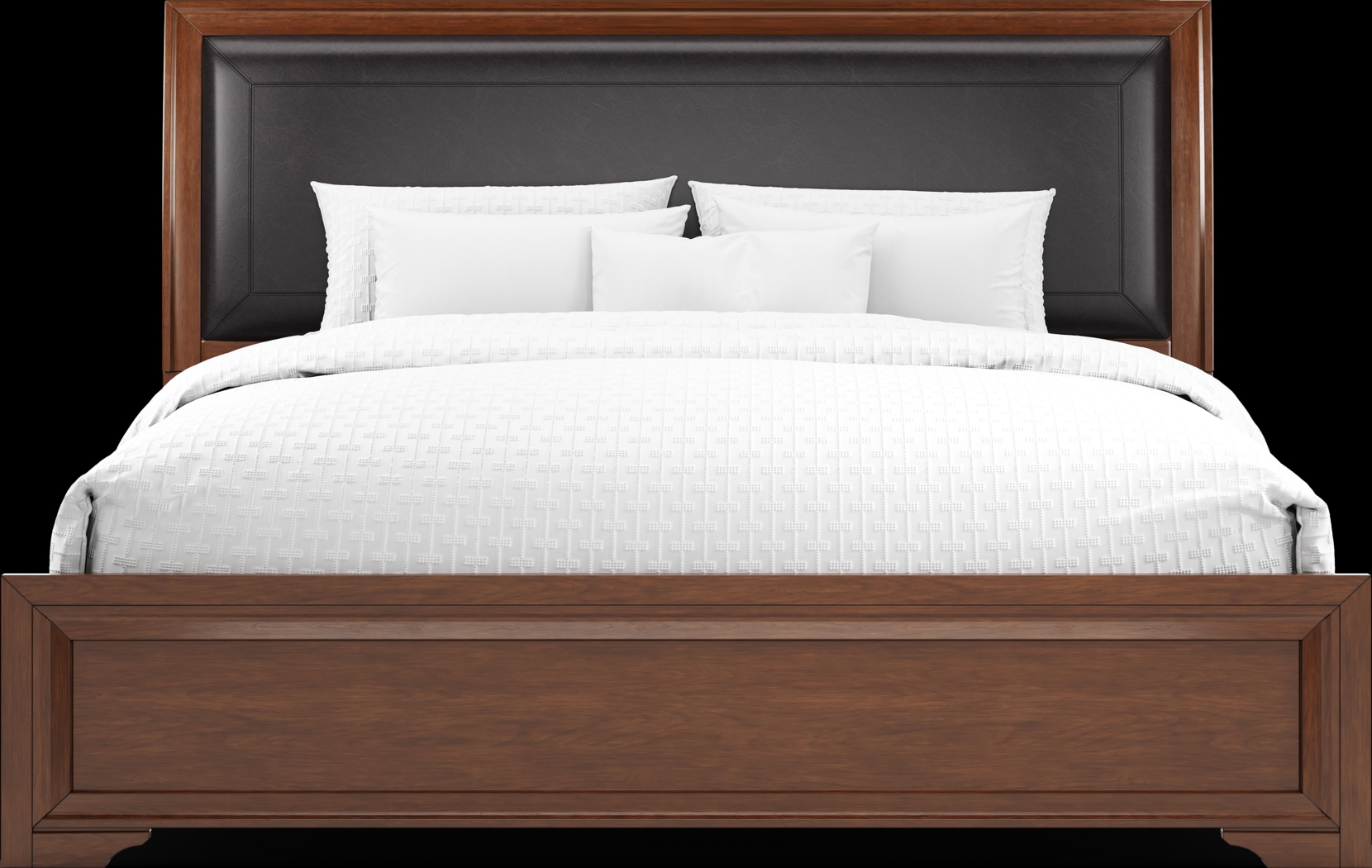 Belcourt Brown Cherry Finish 5 Pc King Upholstered Sleigh Bedroom - Thumbnail - Image 3