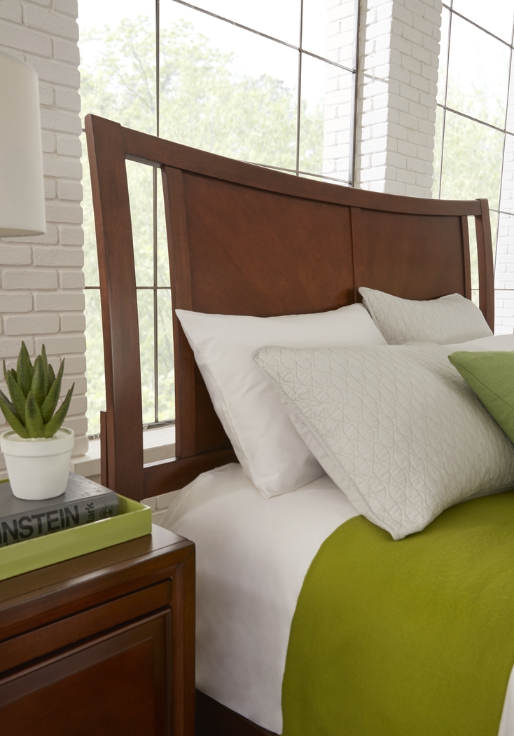 Belcourt Brown Cherry Finish 5 Pc Sleigh Panel Queen Bedroom - Thumbnail - Image 4