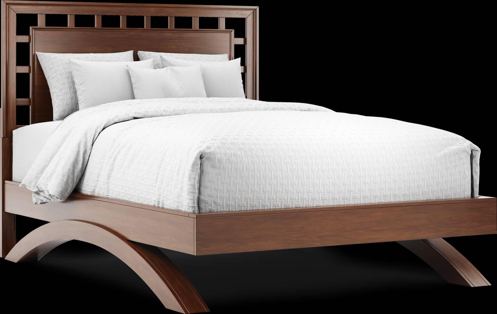 Belcourt Brown Cherry Finish 5 Pc Queen Lattice Arch Bedroom - Thumbnail - Image 2