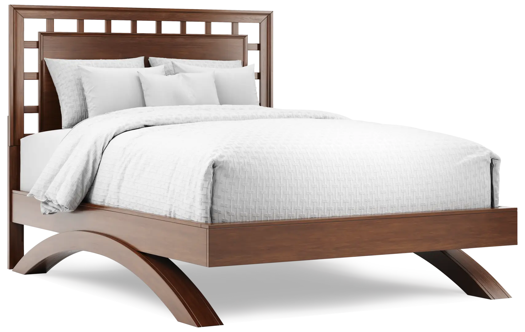 brown cherry 3 pc queen lattice arch bed