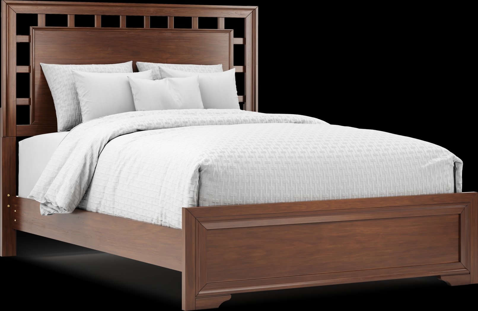 Belcourt Brown Cherry Finish 7 Pc Queen Lattice Bedroom - Thumbnail - Image 2