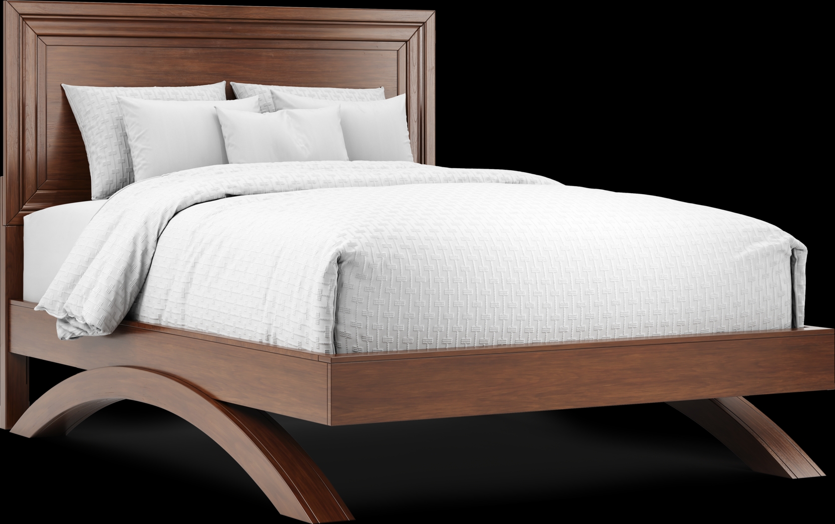 Belcourt Brown Cherry Finish 3 Pc Queen Panel Arch Bed - Thumbnail - Image 1