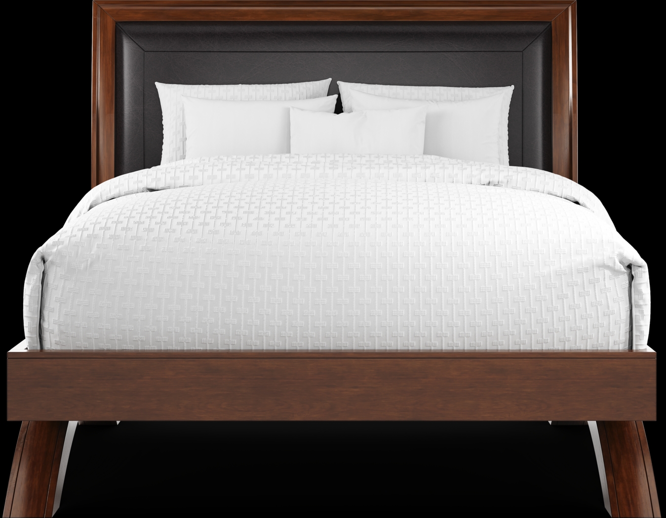 Belcourt Brown Cherry Finish 3 Pc Queen Upholstered Sleigh Arch Bed - Thumbnail - Image 3