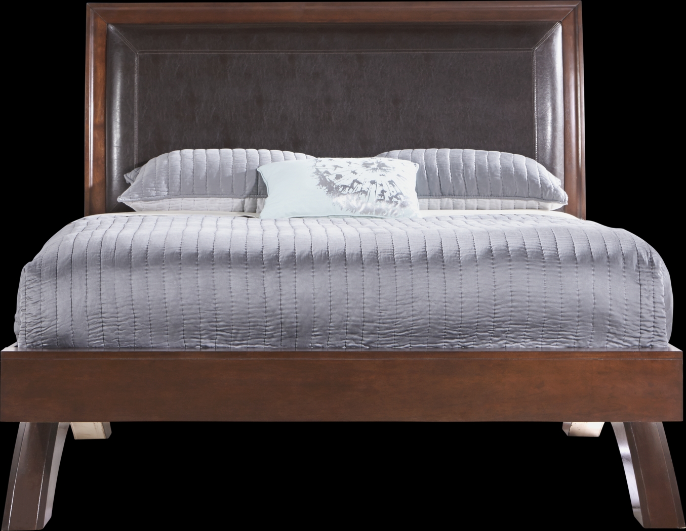 Belcourt Brown Cherry Finish 3 Pc Queen Upholstered Sleigh Arch Bed - Thumbnail - Image 1