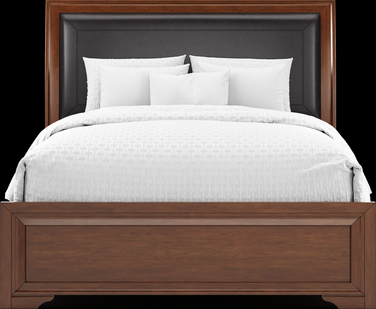 Belcourt Brown Cherry Finish 3 Pc Queen Upholstered Sleigh Bed - Thumbnail - Image 3