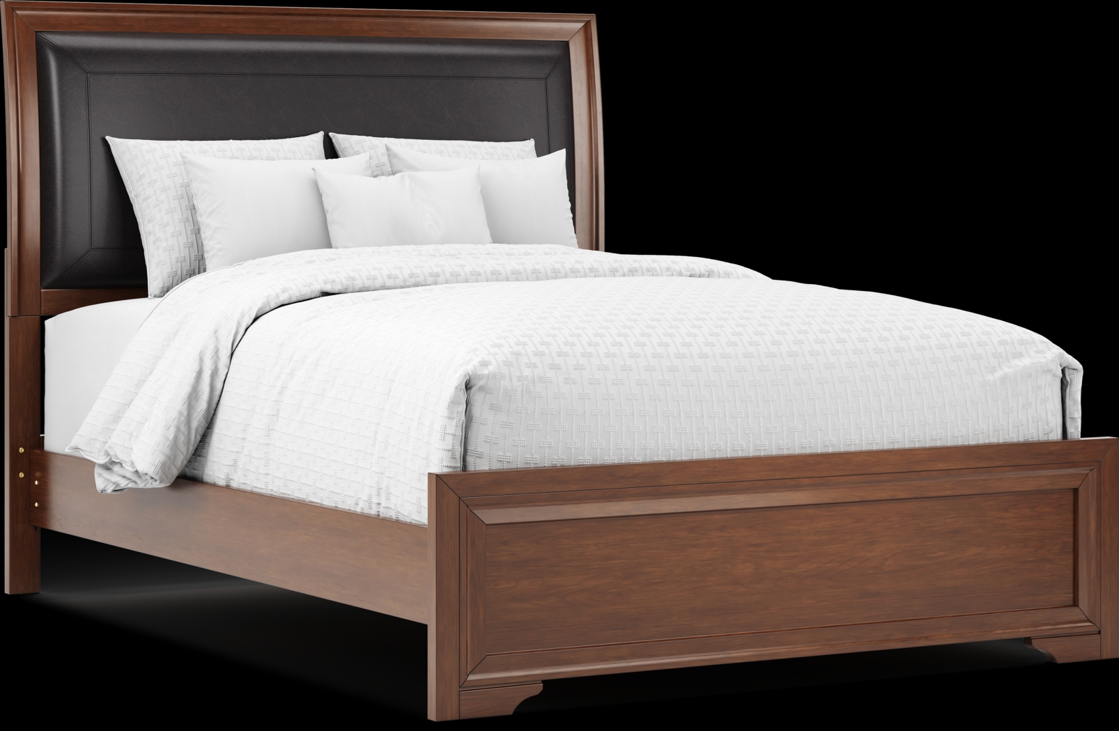 Belcourt Brown Cherry Finish 3 Pc Queen Upholstered Sleigh Bed - Thumbnail - Image 1