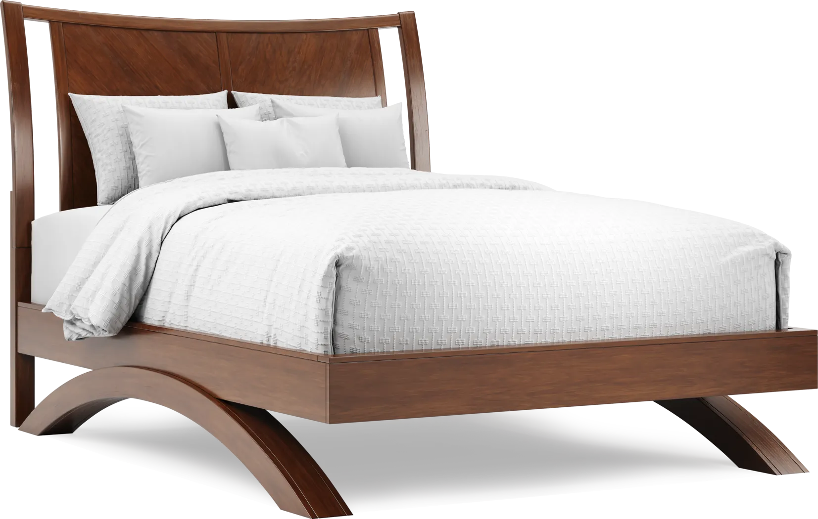 Belcourt Brown Cherry Finish 5 Pc King Curved Sleigh Arch Bedroom - Thumbnail - Image 2