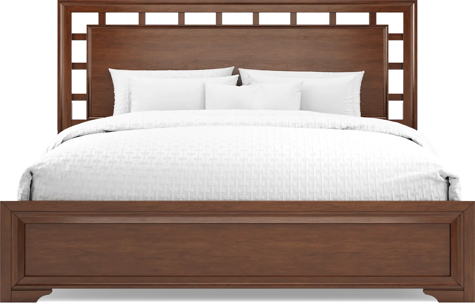 Belcourt Brown Cherry Finish 5 Pc King Lattice Bedroom - Thumbnail - Image 3
