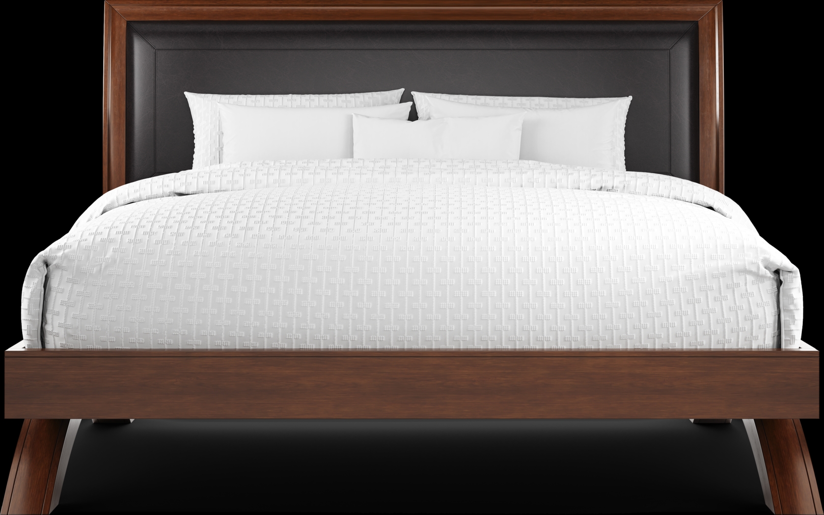 Belcourt Brown Cherry Finish 3 Pc King Upholstered Sleigh Arch Bed - Thumbnail - Image 3