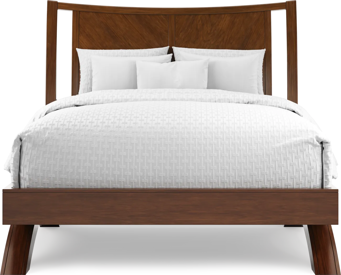 Belcourt Brown Cherry Finish 3 Pc Queen Curved Sleigh Arch Bed - Thumbnail - Image 2