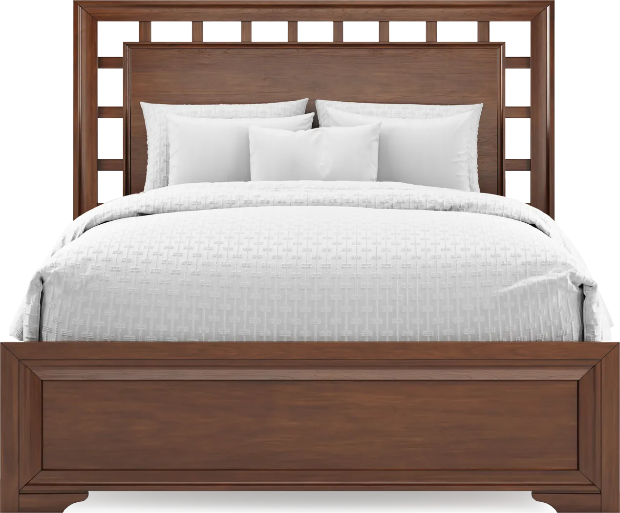 Belcourt Brown Cherry Finish 7 Pc Queen Lattice Bedroom - Thumbnail - Image 3