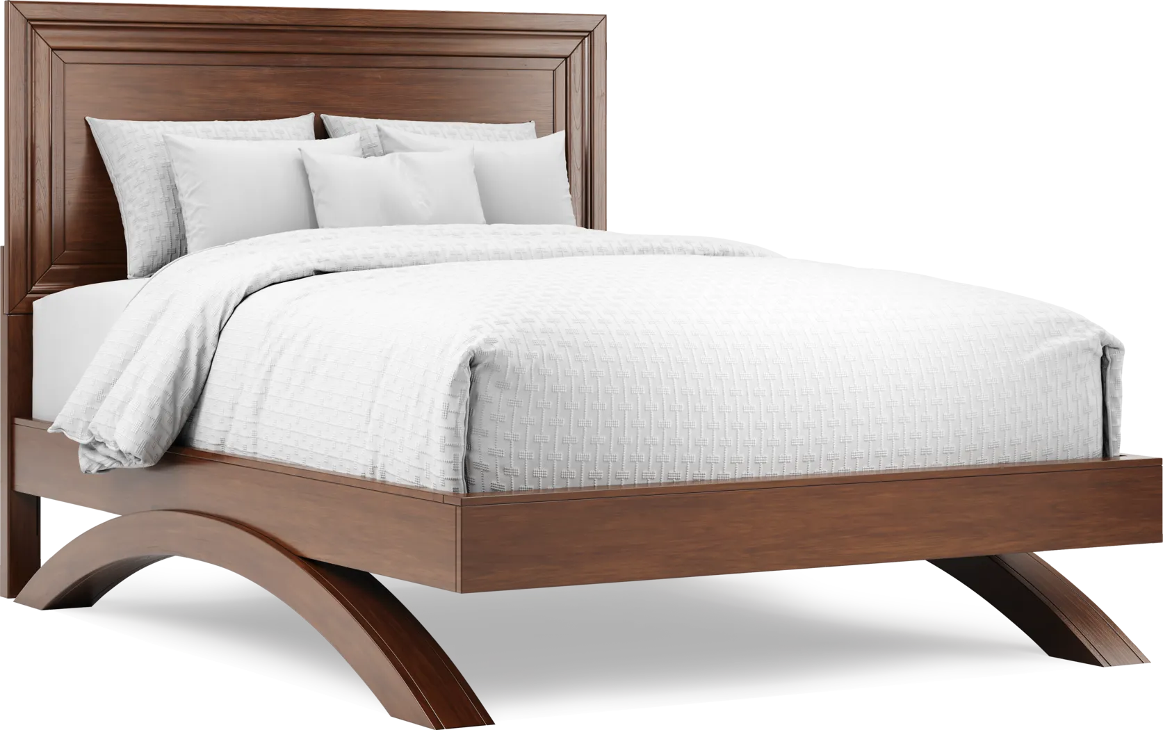 Belcourt Brown Cherry Finish 5 Pc Queen Panel Arch Bedroom - Thumbnail - Image 2