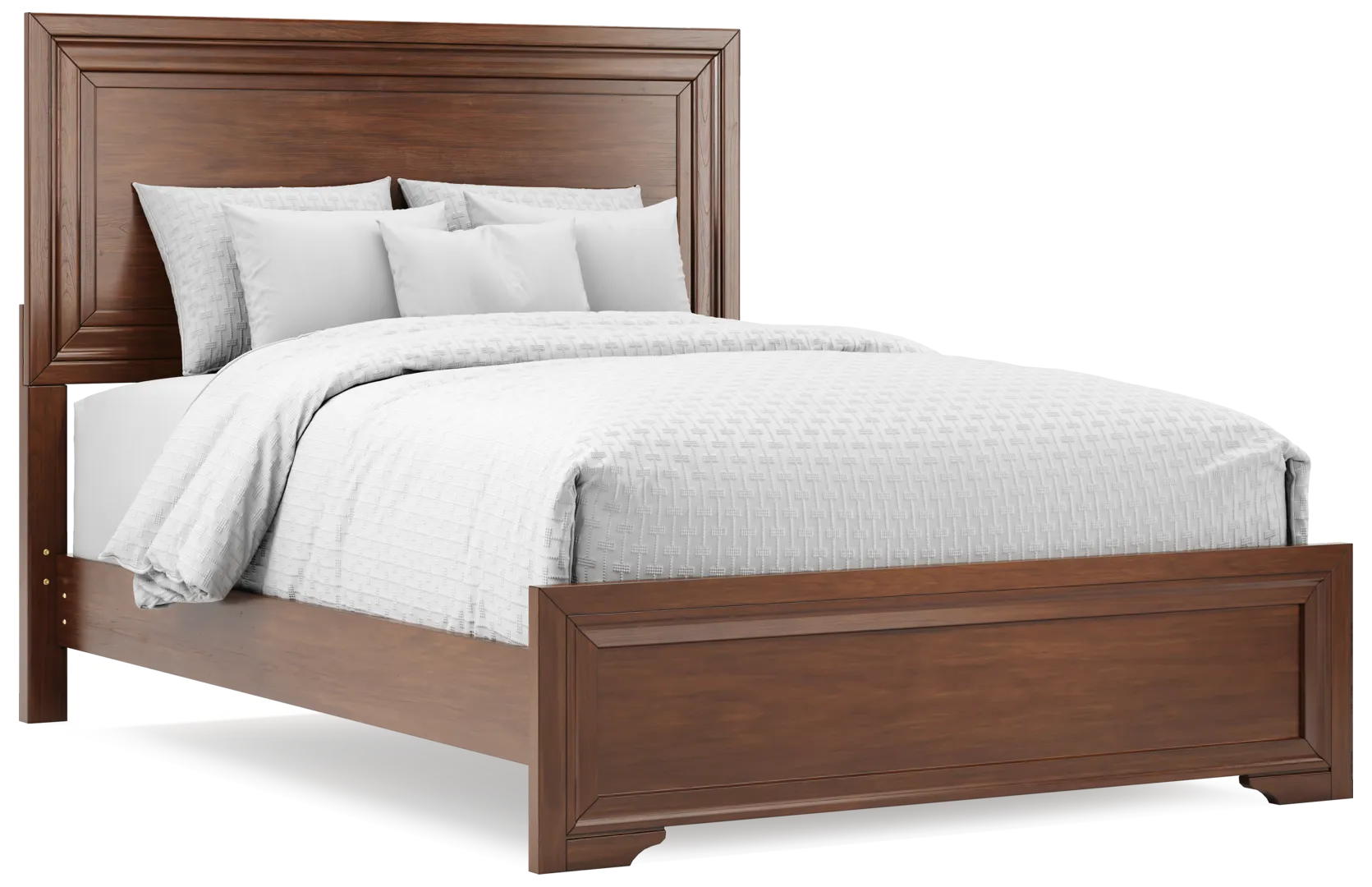 brown cherry 3 pc queen panel bed