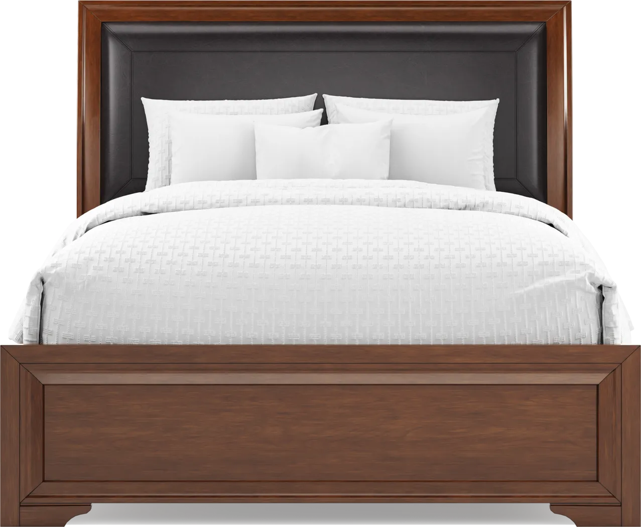Belcourt Brown Cherry Finish 3 Pc Queen Upholstered Sleigh Bed - Thumbnail - Image 3