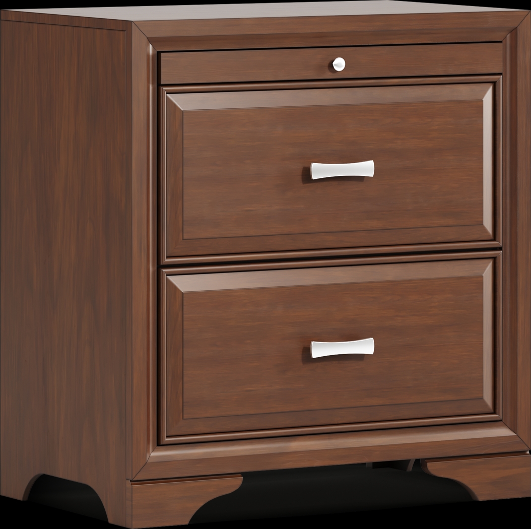 Belcourt Brown Cherry Finish 5 Pc Bedroom With Genoa Gray Queen Upholstered Bed - Thumbnail - Image 11