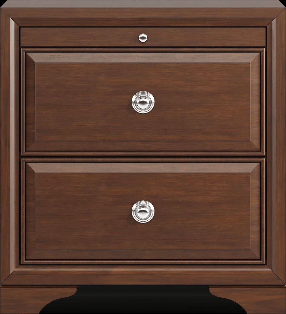 Belcourt Brown Cherry Finish 5 Pc Bedroom With Genoa Gray Queen Upholstered Bed - Thumbnail - Image 8