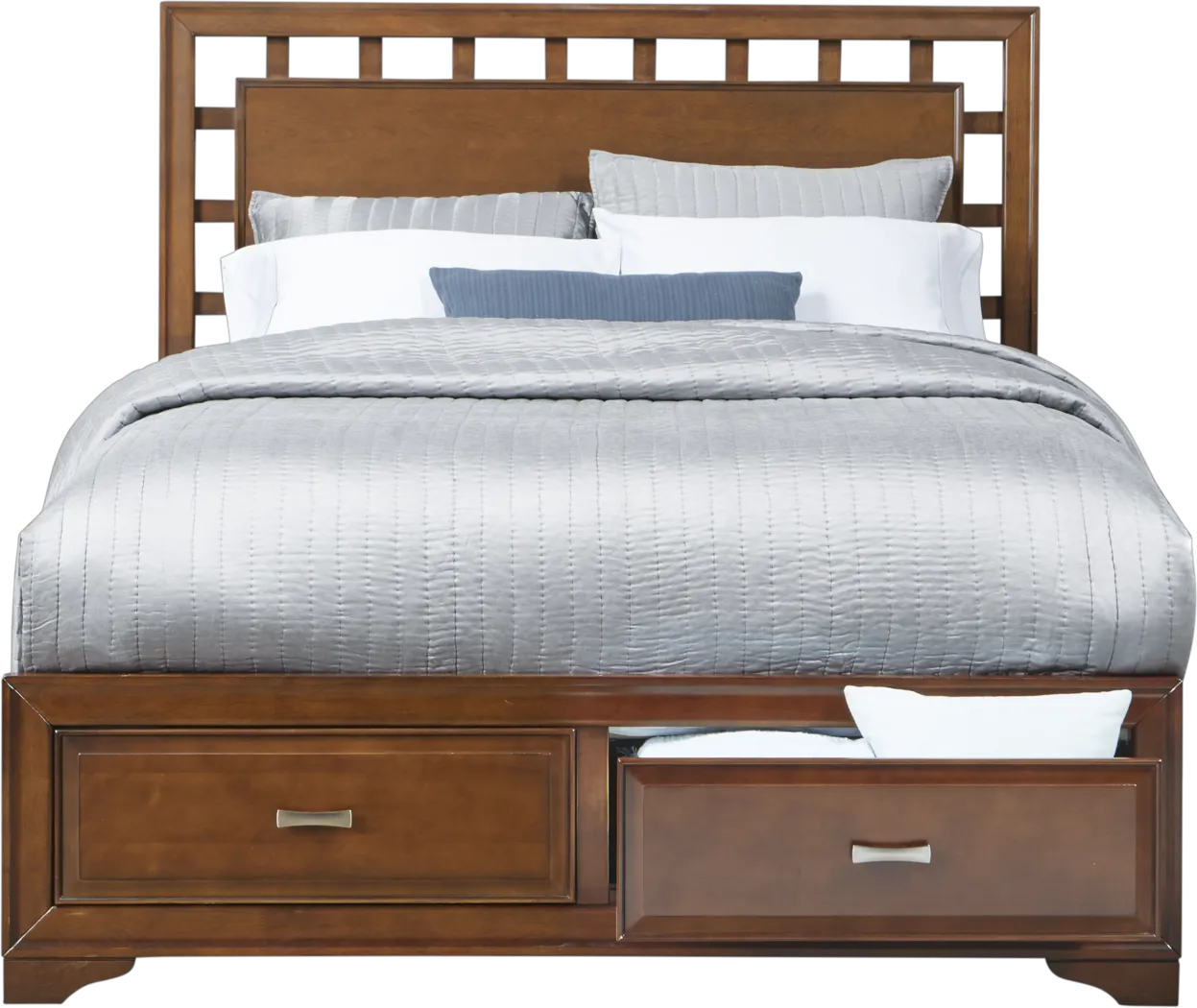 Belcourt Cherry 3 Pc King Lattice Bed with Storage - Thumbnail - Image 2