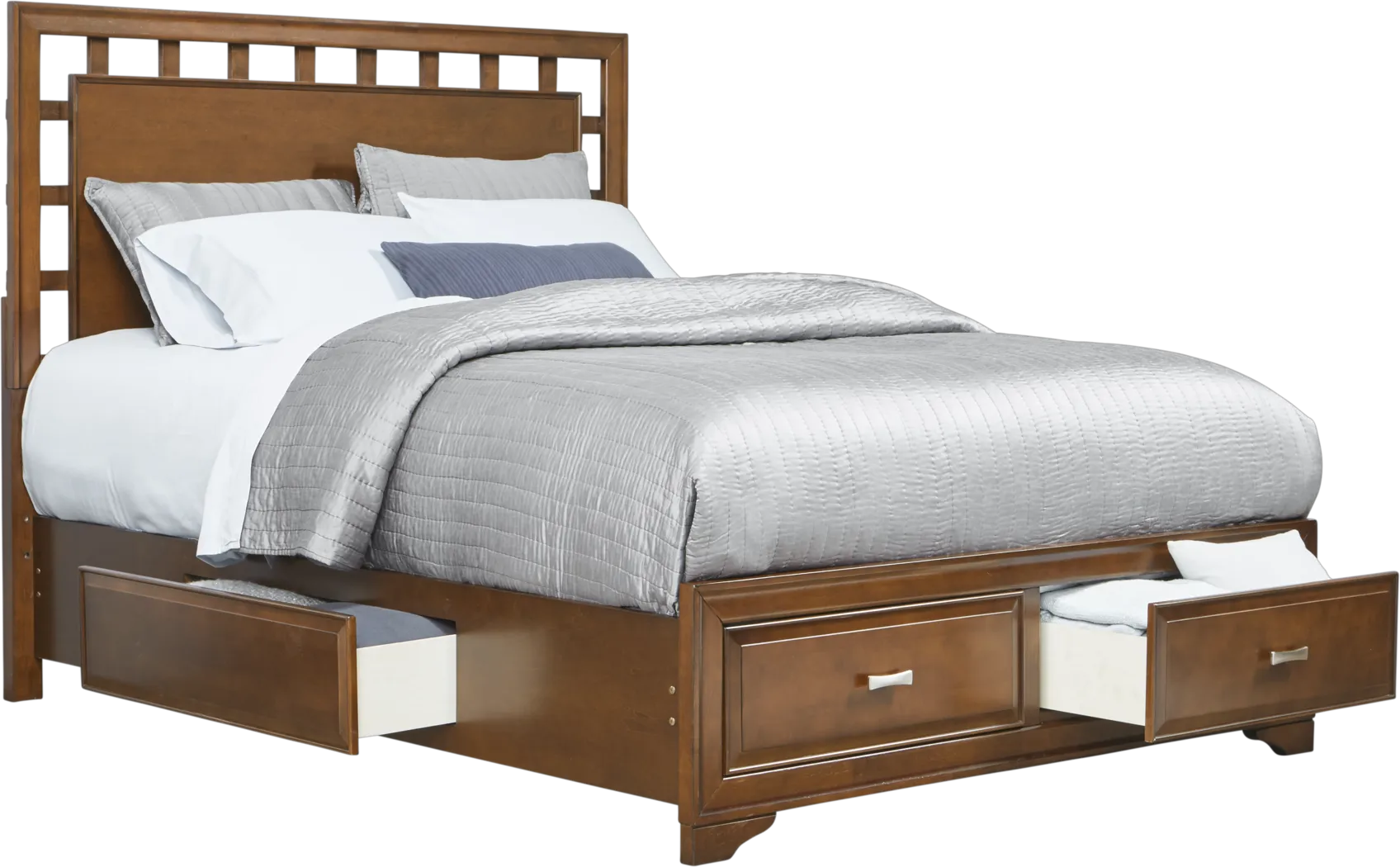 Belcourt Cherry 3 Pc King Lattice Bed with Storage - Thumbnail - Image 3