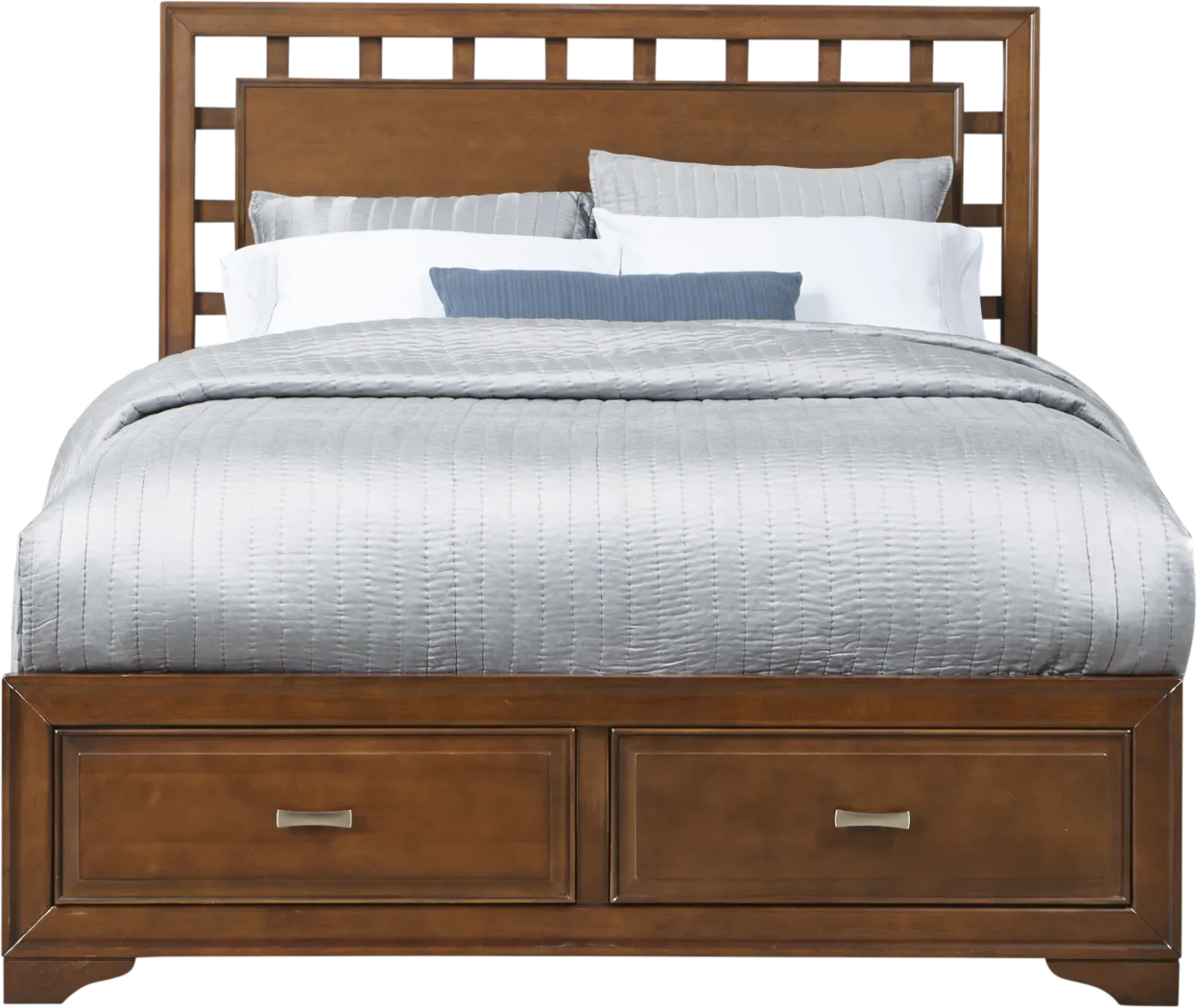 Belcourt Cherry 3 Pc King Lattice Bed with Storage - Thumbnail - Image 1