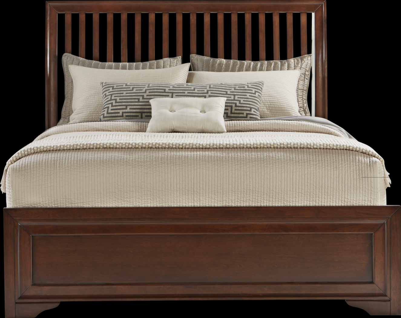 Belcourt Brown Cherry 3 Pc King Slat Bed - Thumbnail - Image 1