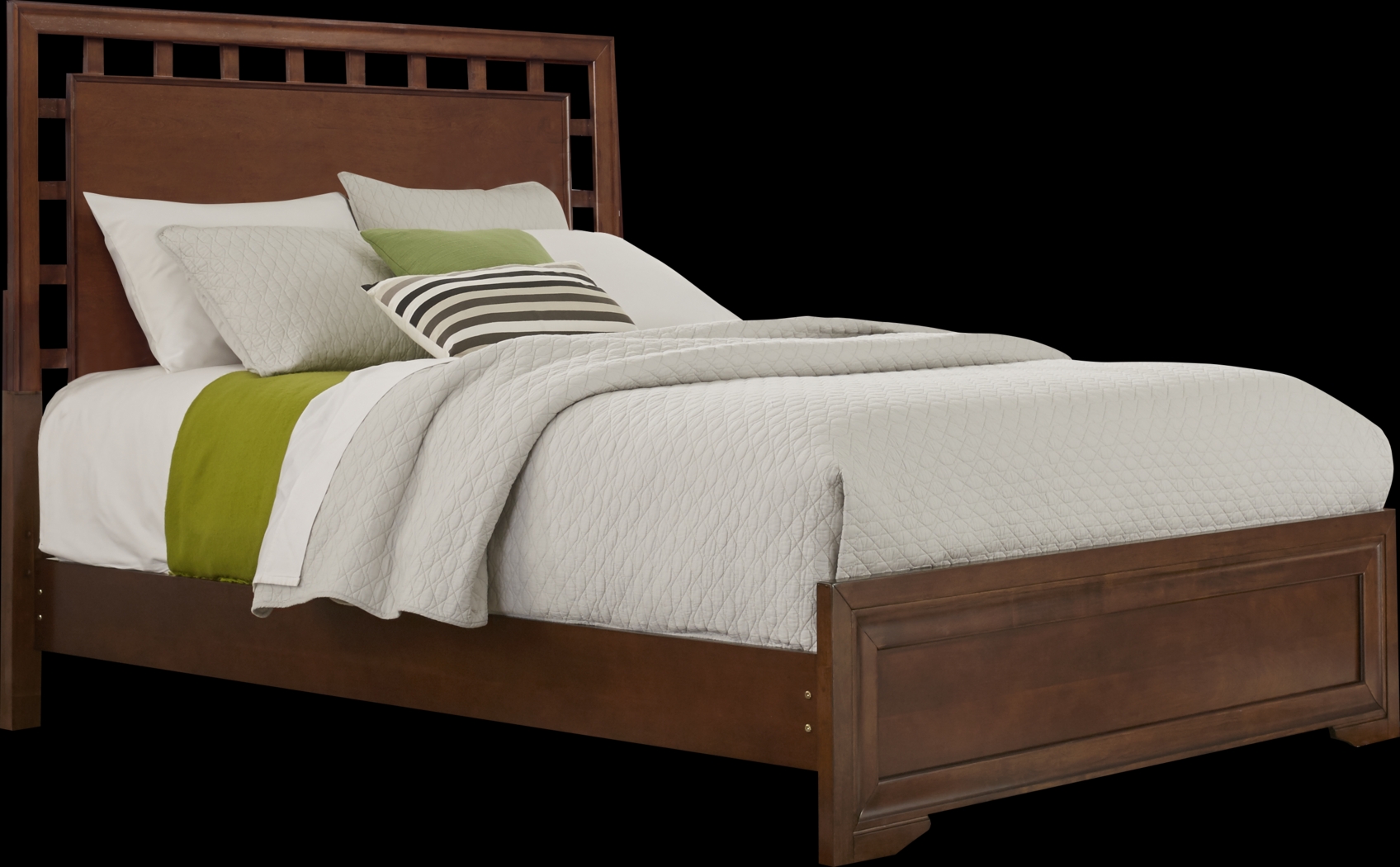 Belcourt Brown Cherry Finish 3 Pc Queen Lattice Bed - Thumbnail - Image 2