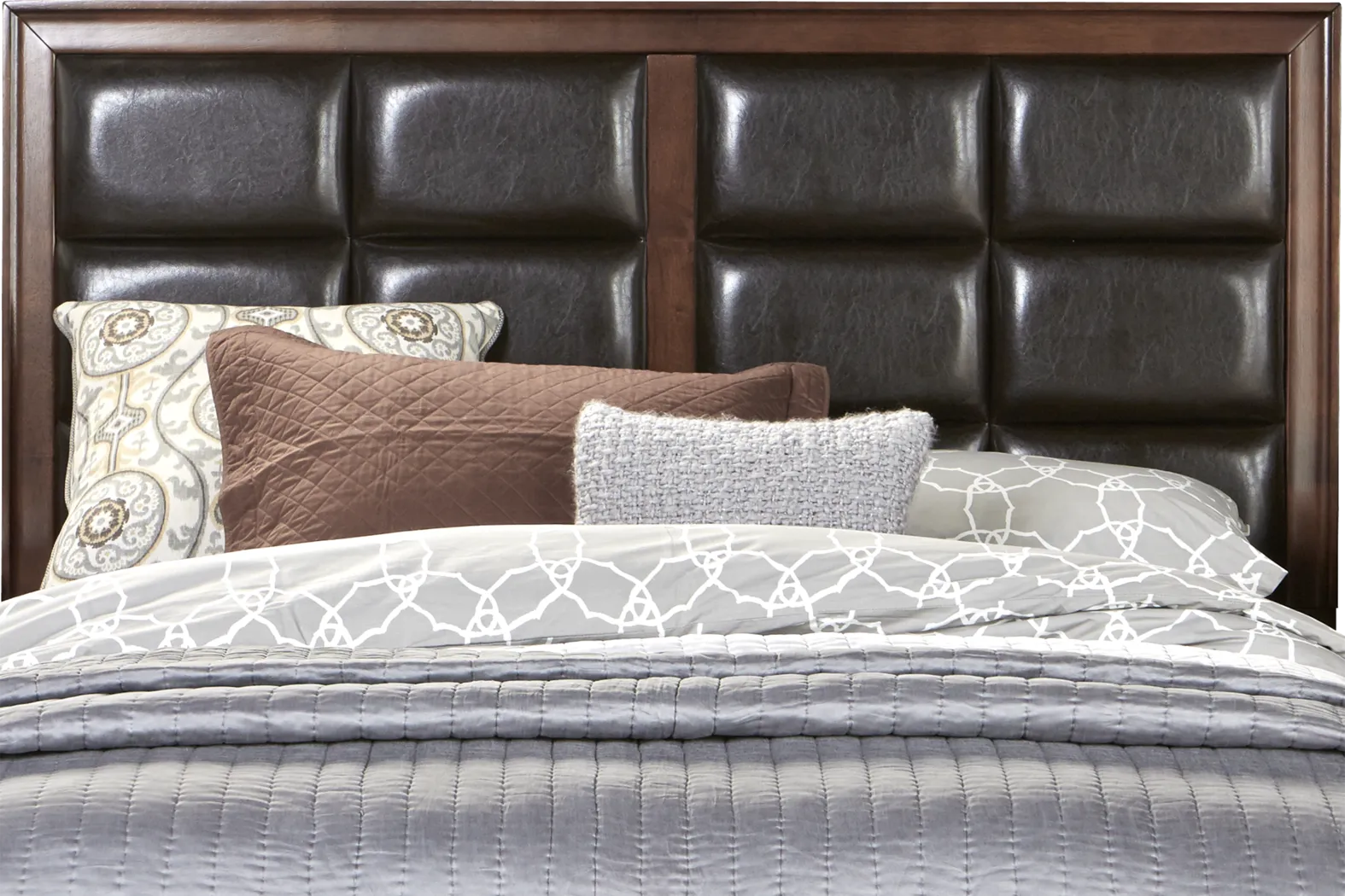 Belcourt Brown Cherry 3 Pc Queen Upholstered Platform Bed - Image 4
