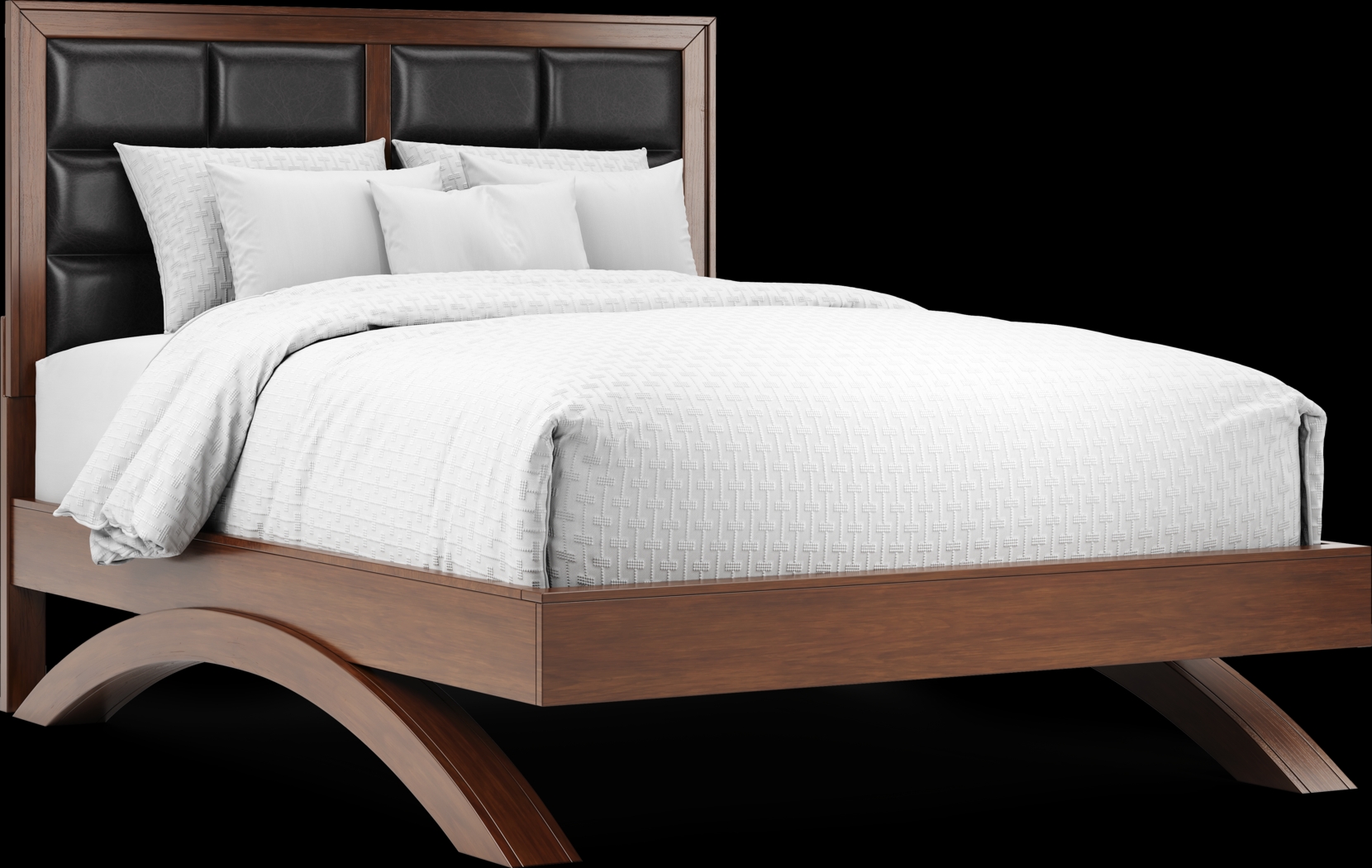 Belcourt Brown Cherry 3 Pc Queen Upholstered Platform Bed - Thumbnail - Image 1