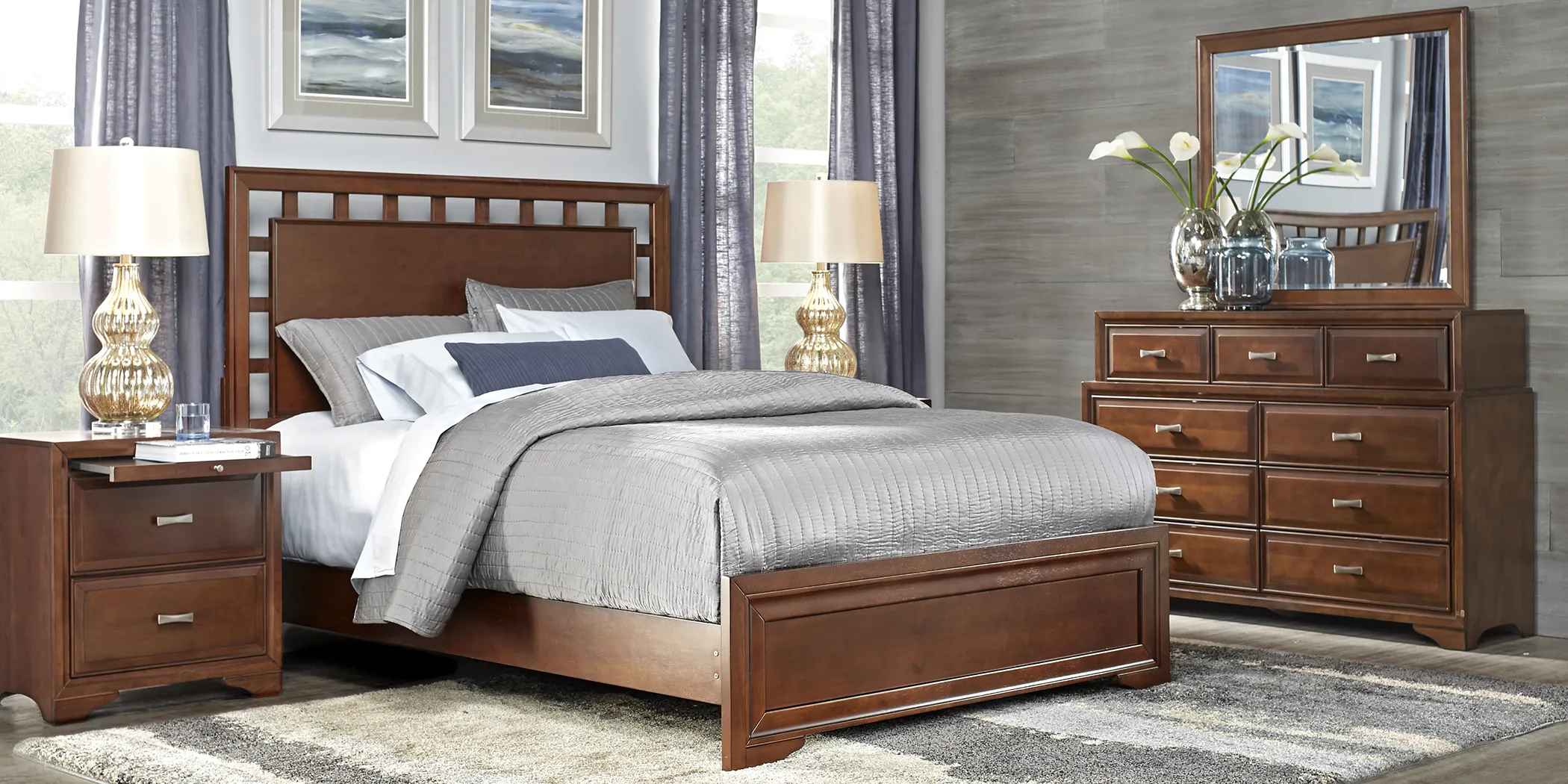 Belcourt Cherry 5 Pc King Lattice Bedroom - Thumbnail - Image 1