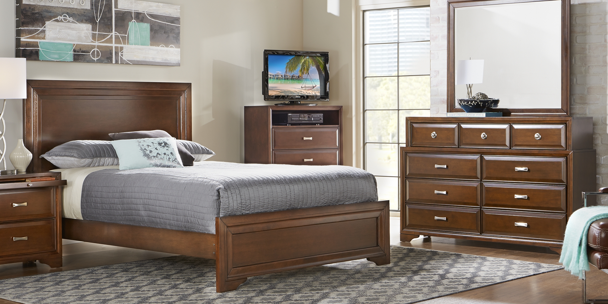 Belcourt Cherry 5 Pc King Sleigh Bedroom - Thumbnail - Image 2
