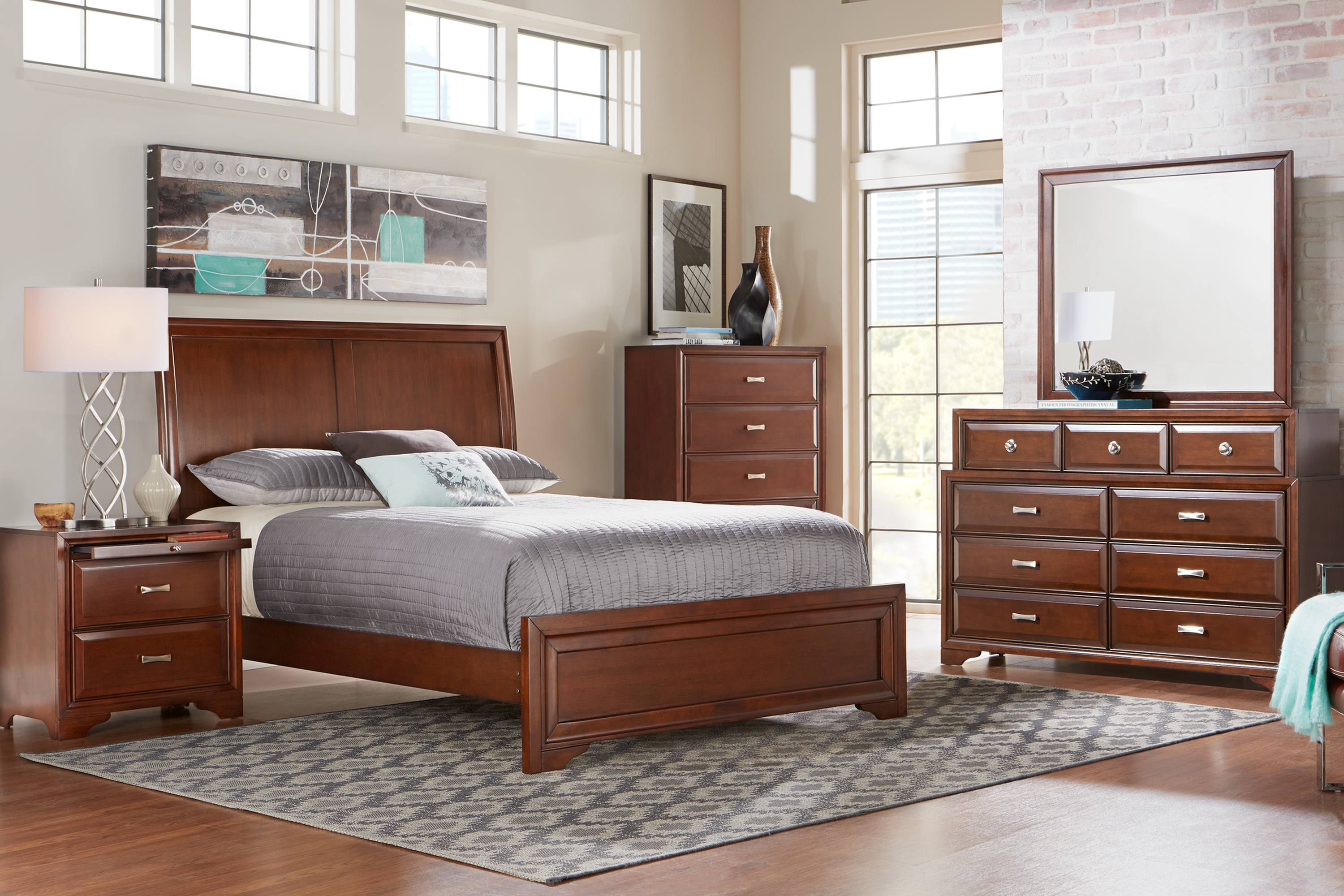 Belcourt Cherry 5 Pc King Sleigh Bedroom - Thumbnail - Image 1
