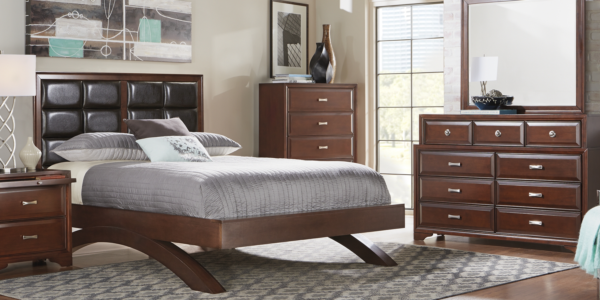 Belcourt Cherry 7 Pc King Platform Bedroom - Thumbnail - Image 1