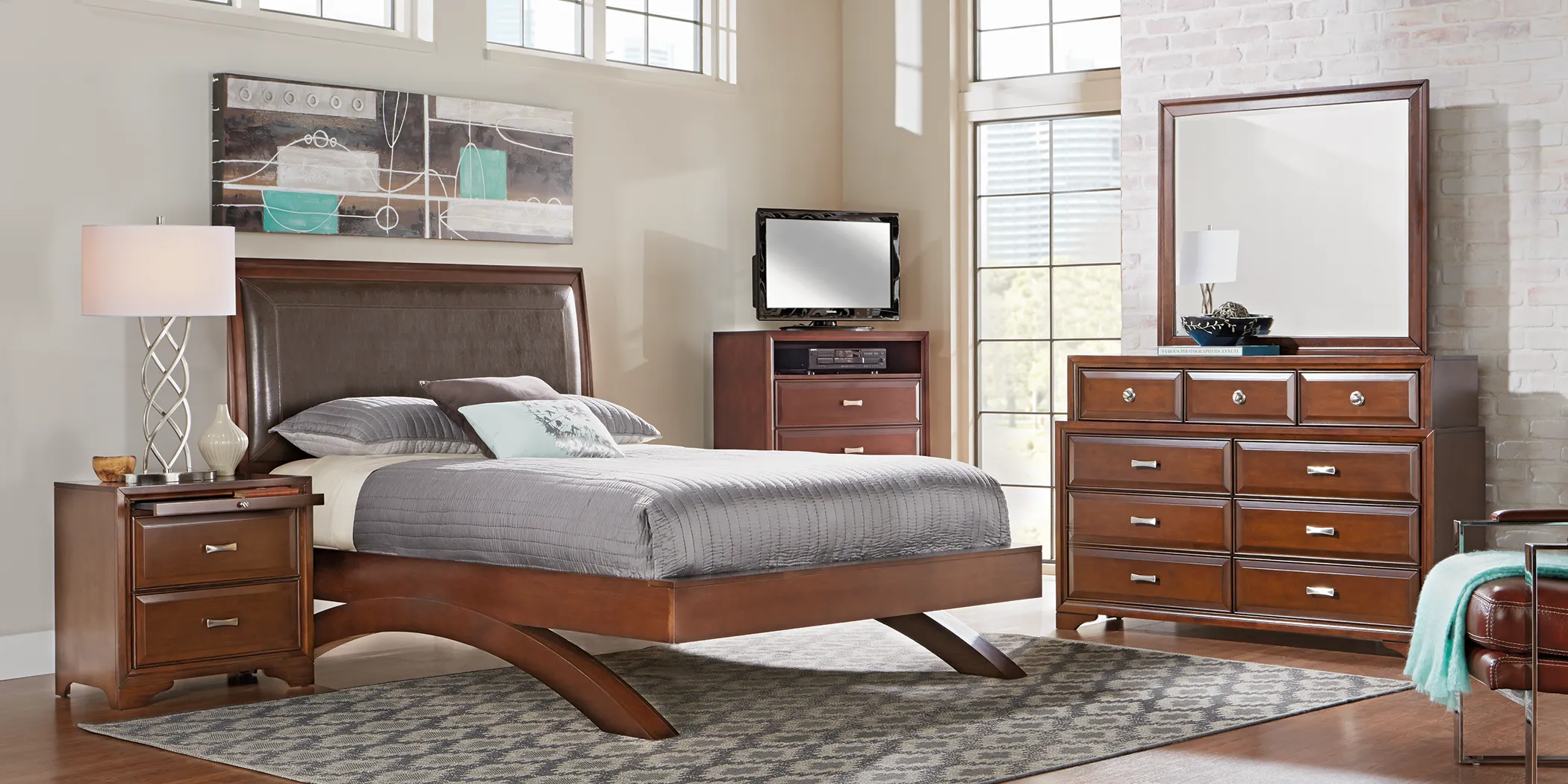 Belcourt Cherry 7 Pc Queen Platform Bedroom - Thumbnail - Image 2