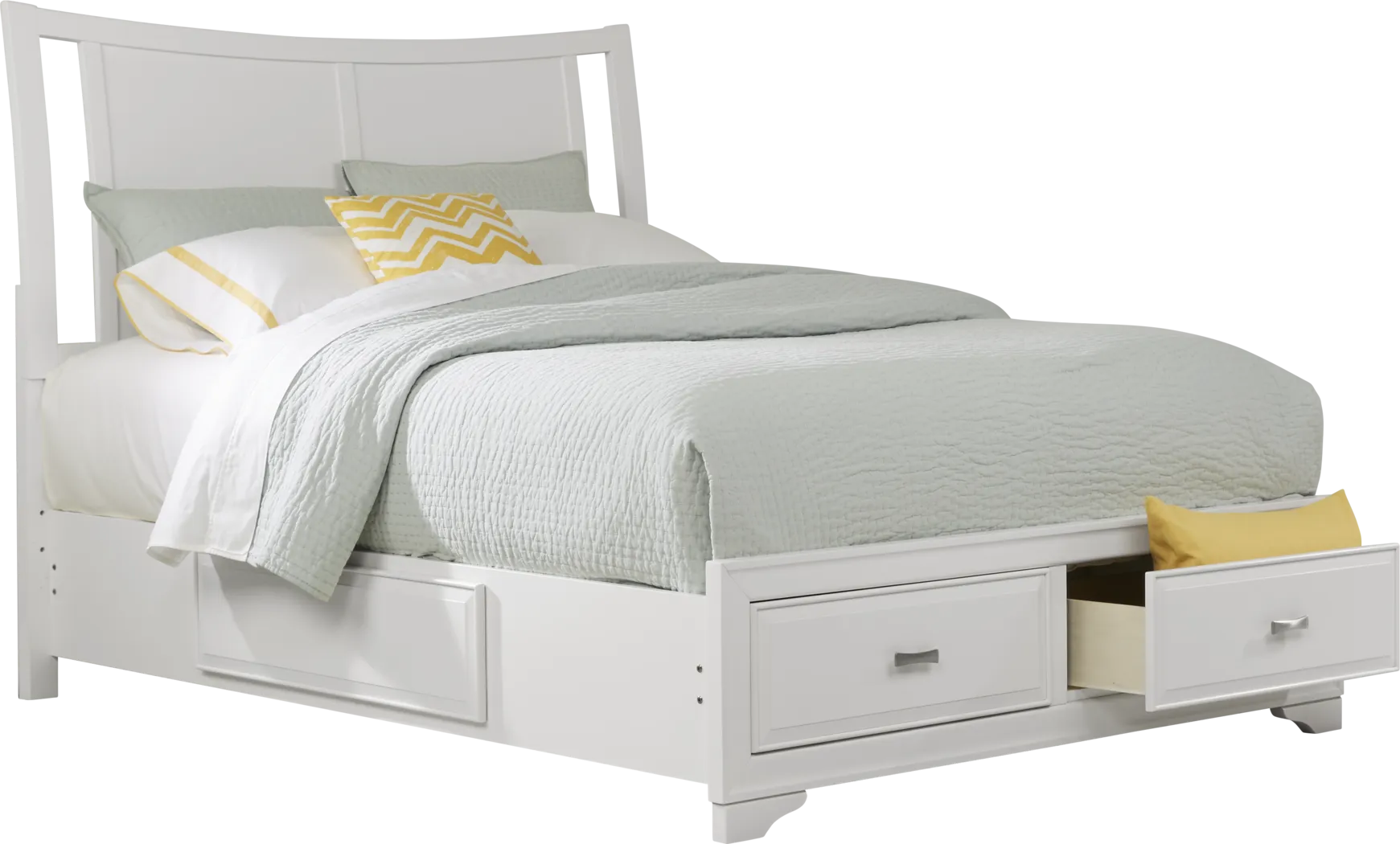 Belcourt White 3 Pc King Curved Sleigh Bed with Storage - Thumbnail - Image 2
