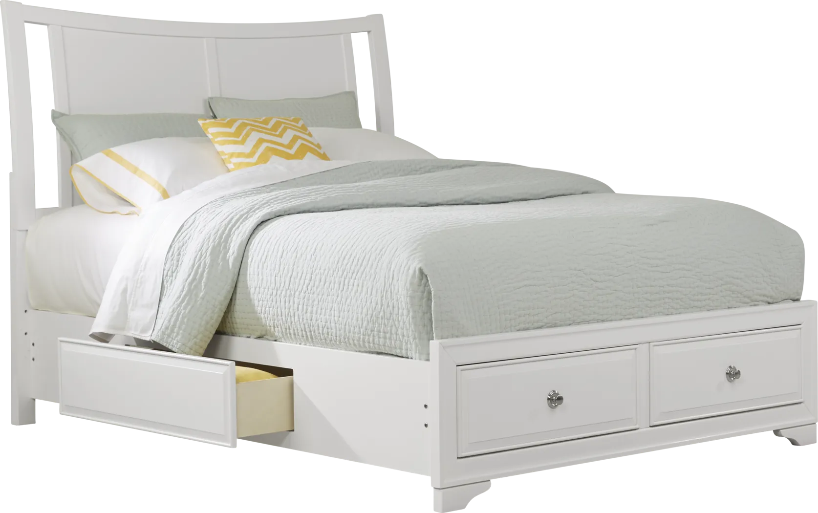 Belcourt White 3 Pc King Curved Sleigh Bed with Storage - Thumbnail - Image 4