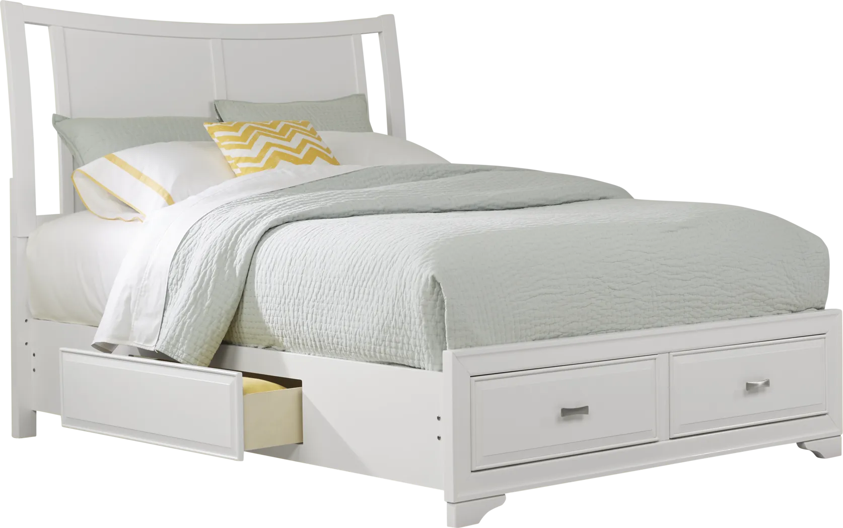 Belcourt White 3 Pc King Curved Sleigh Bed with Storage - Thumbnail - Image 1