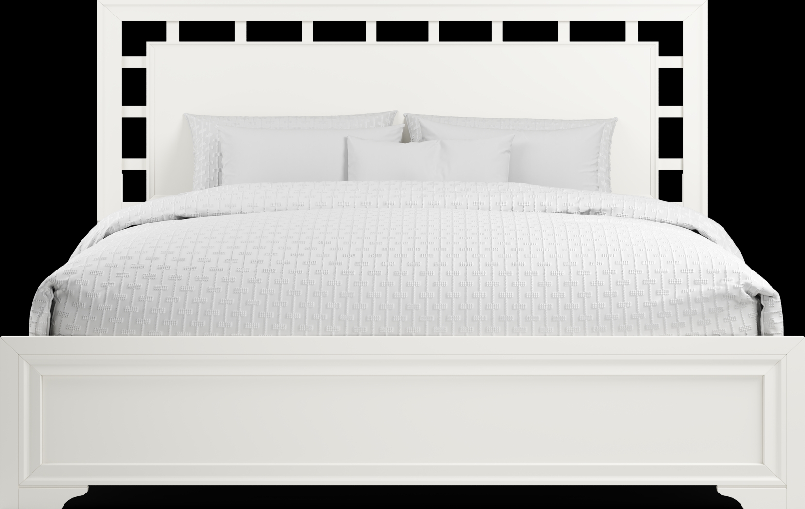 Belcourt White 3 Pc King Lattice Bed - Thumbnail - Image 2