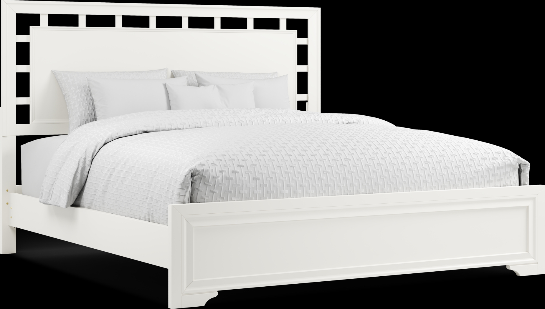 Belcourt White 3 Pc King Lattice Bed - Thumbnail - Image 1