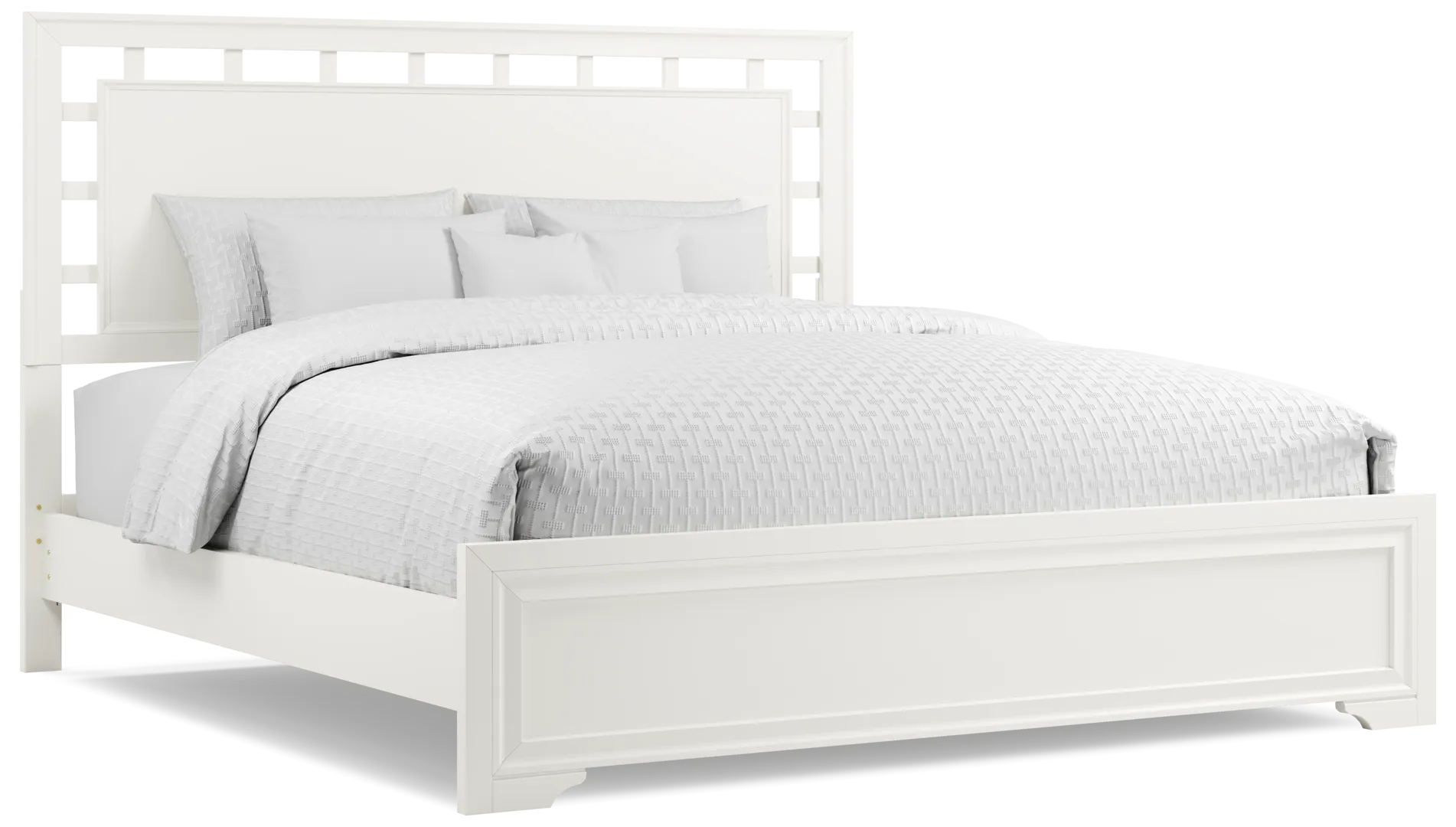 white 3 pc king lattice bed