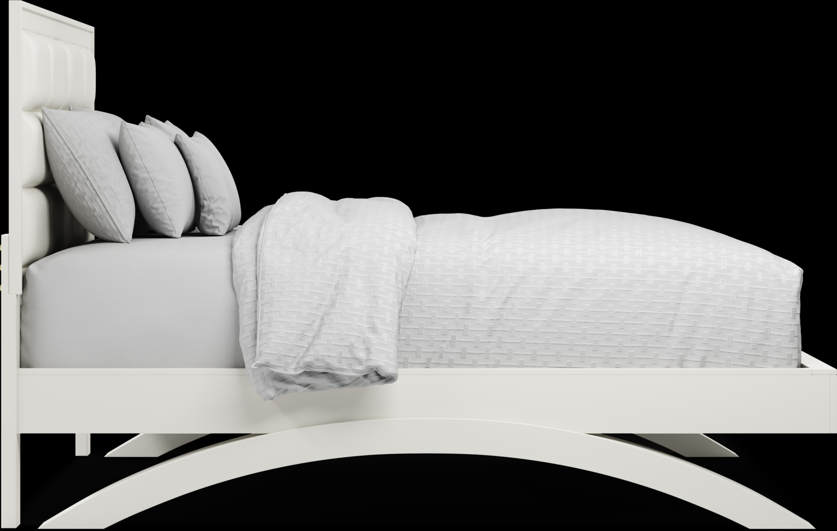 Belcourt White 3 Pc King Upholstered Platform Bed - Thumbnail - Image 3