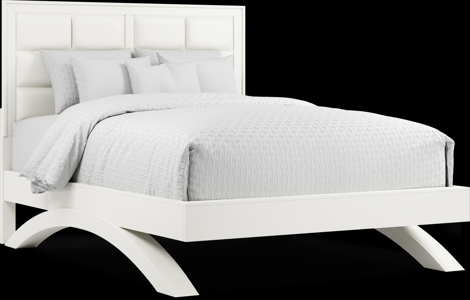 Belcourt White 3 Pc King Upholstered Platform Bed - Thumbnail - Image 1