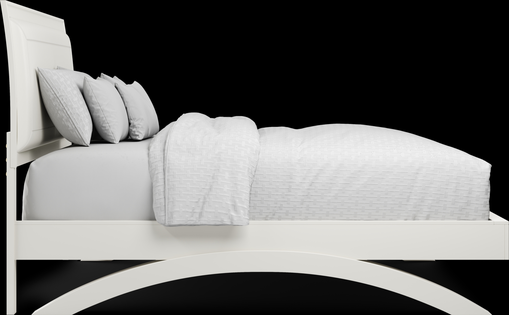 Belcourt White 3 Pc King Upholstered Sleigh Arch Bed - Thumbnail - Image 4